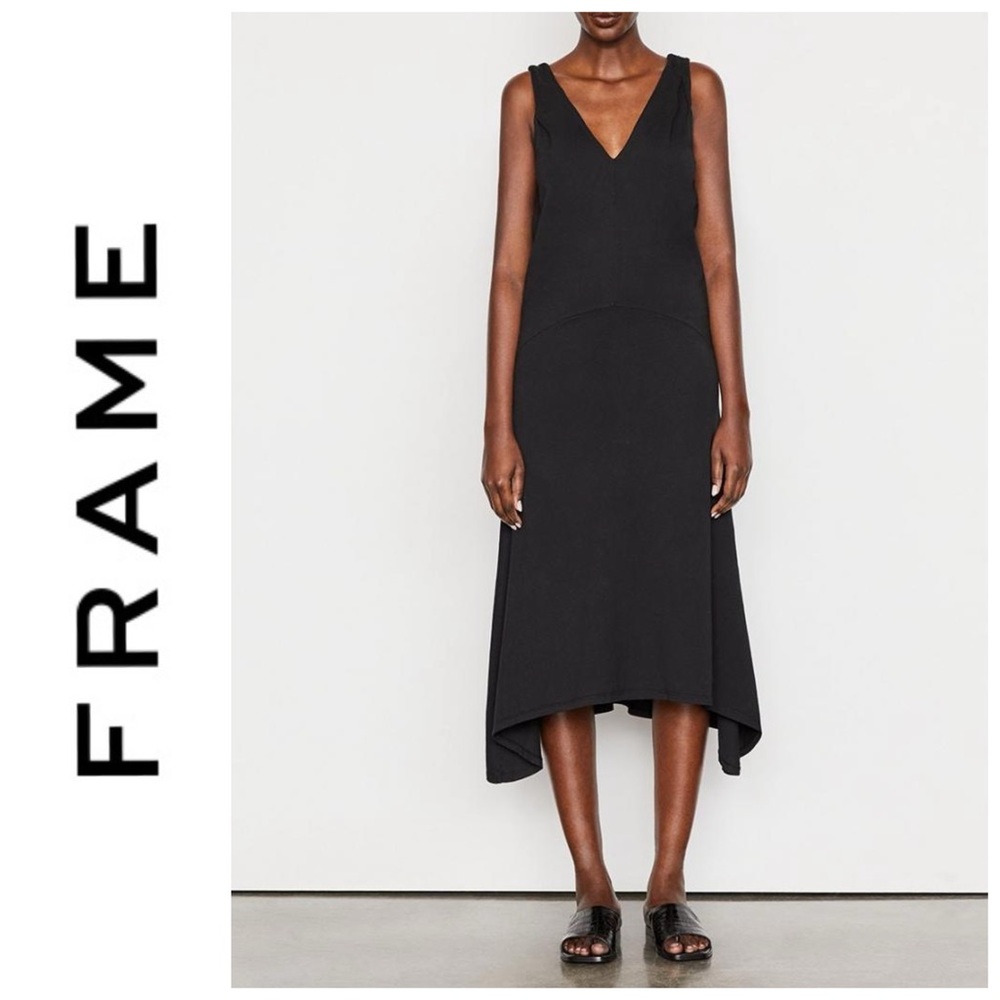 NWT FRAME Womens Savannah Knit Dress Noir Black L